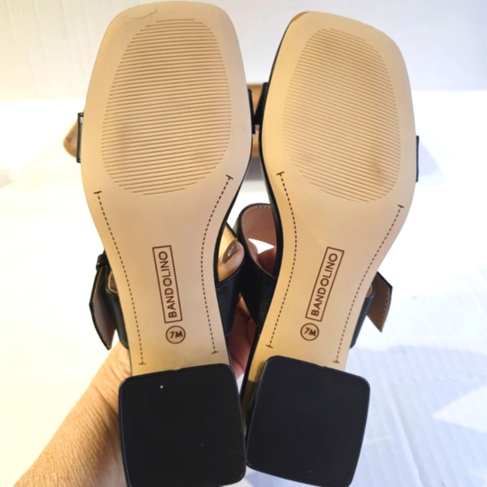Bandolino black open toe sandals size 7 slides buckle strap square toe NWOT - Picture 12 of 12